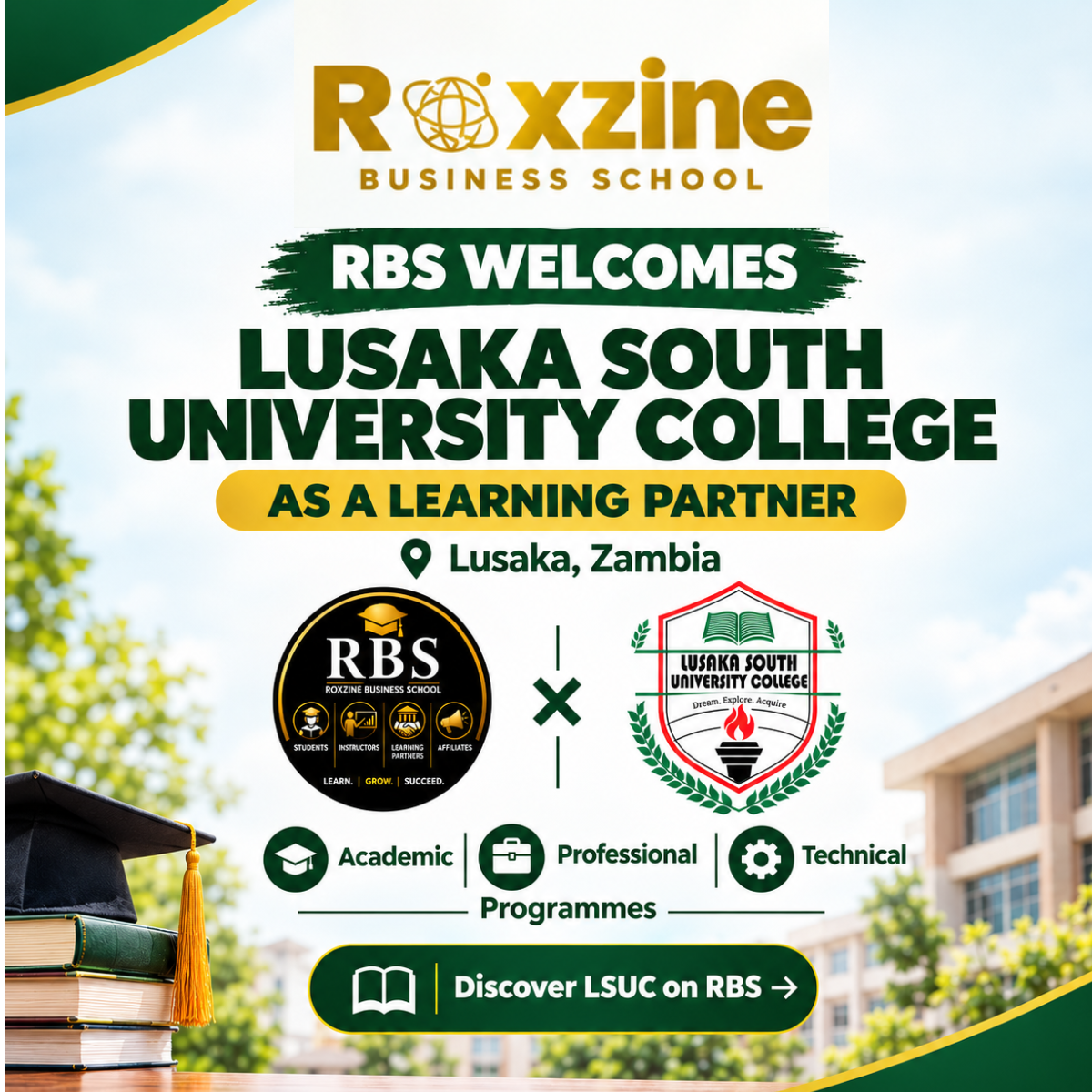 Roxzine Business School welcomes Lusaka South University College as a Learning Partner