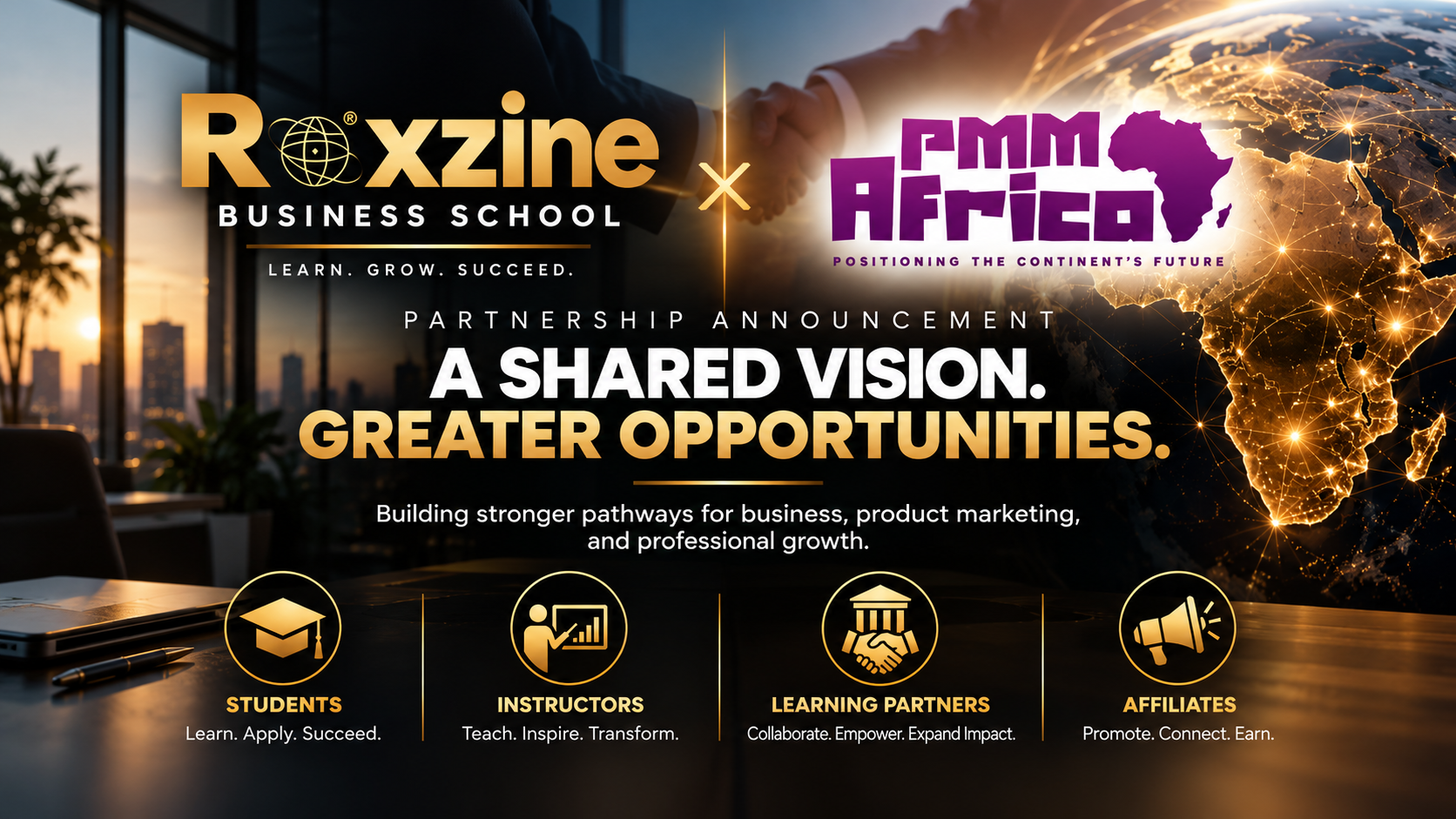 Roxzine Business School and Product Marketing Africa partnership announcement: A Shared Vision, Greater Opportunities.